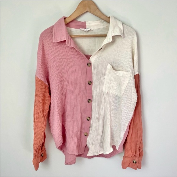 HEYDAY Colourblock Button-Down Shirt - Picture 5 of 7